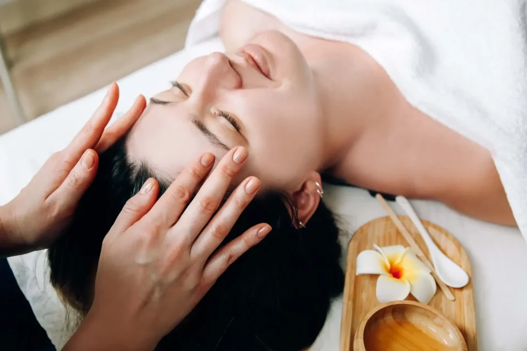 woman getting a facial massage